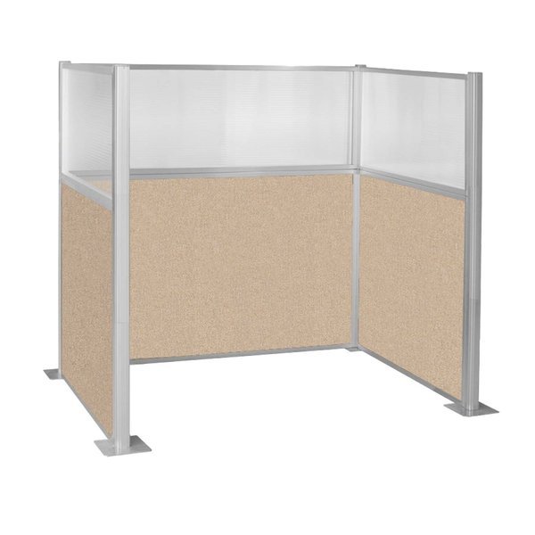 Pre-Configured Hush Panel Cubicle (U Shape) 6' x 4' W/ Window Beige Fabric, Versare, Mfr#: 1861101